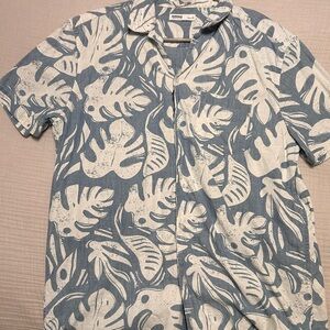 Sonoma Blue & White Tropical Leaf Short-Sleeve Button-Down Shirt